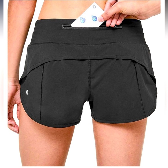 EUC Lululemon Black Speed Running Shorts - 6 - Picture 3 of 8